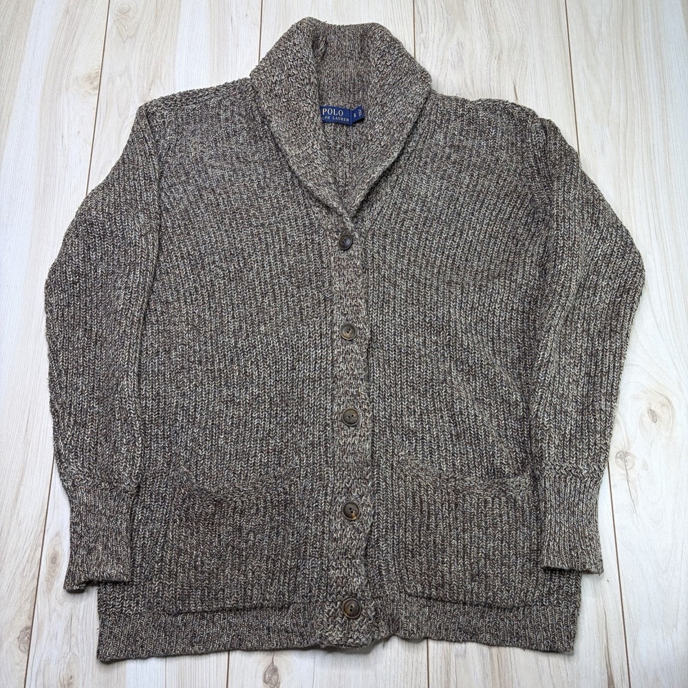 POLO RALPH LAUREN LINEN COTTON SHAWL COLLAR CARDIGAN KNIT SWEATER SZ SMALL - Picture 2 of 8